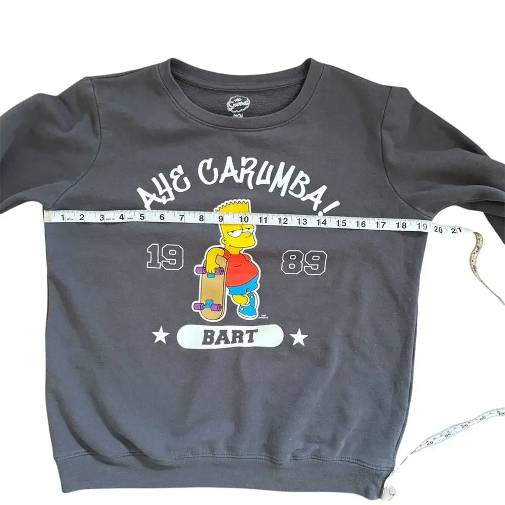 The Simpson’s Kids’ Bart Simpson “Aye Carumba”Graphic Sweatshirt Grey Size 10/12
